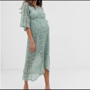 ASOS Seafoam Green Lace Maternity Dress